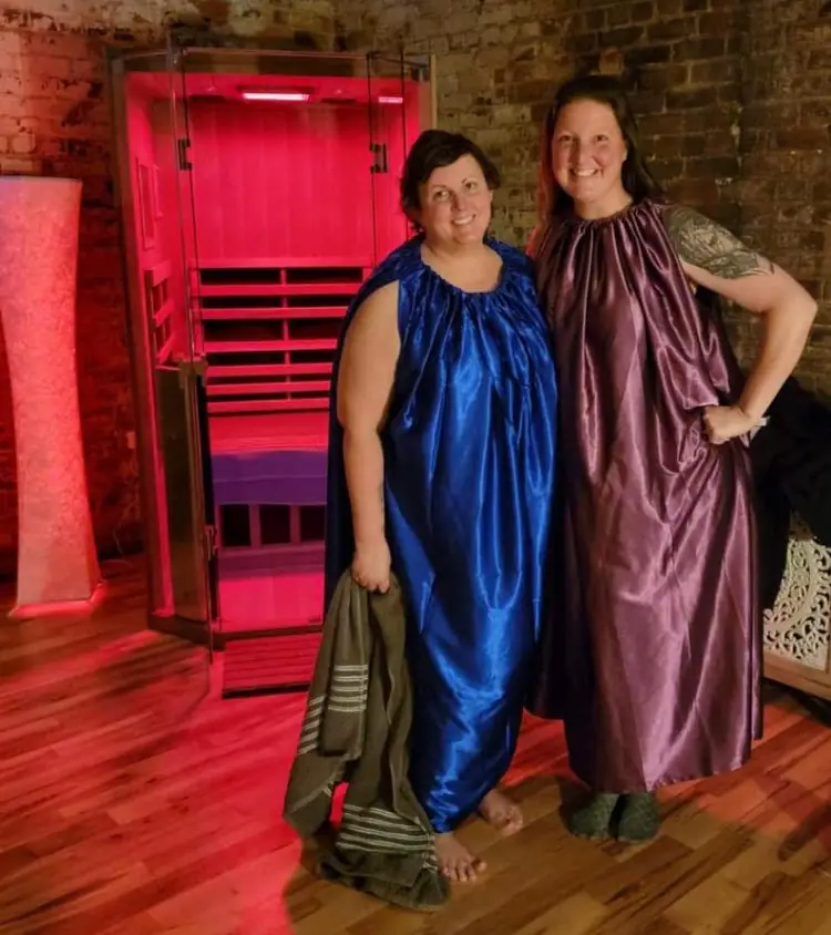 Clients in infrared sauna session